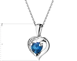 Sale Apart Zawieszka z białego złota z diamentem i topazem London Blue - serce - próba 375