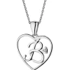 Outlet Apart Zawieszka z białego złota z diamentem - litera B, serce - 0,005 ct - próba 585