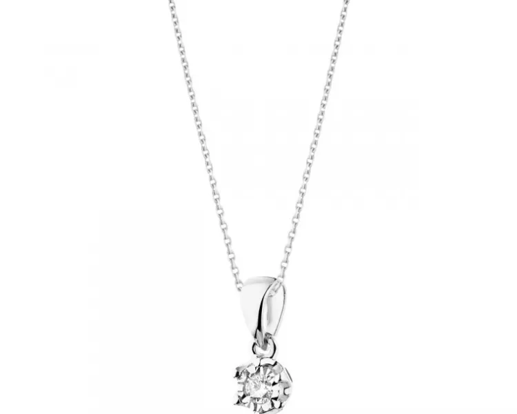 Apart Zawieszka z białego złota z brylantem - 0,05 ct - próba 375< Zawieszki