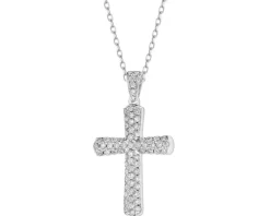 Clearance Apart Zawieszka z białego złota z brylantami - krzyż - 0,30 ct - próba 585