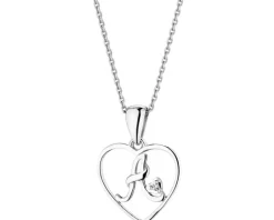 Sale Apart Zawieszka z białego złota z diamentem - litera A, serce - 0,005 ct - próba 585