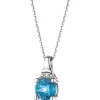 Apart Zawieszka z białego złota z diamentem i topazem London Blue - próba 375< Zawieszki
