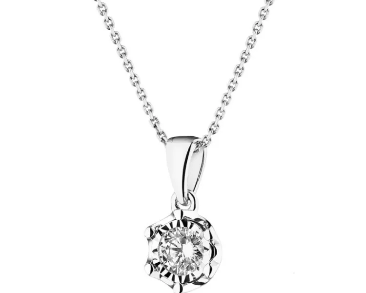 Apart Zawieszka z białego złota z brylantem - 0,18 ct - próba 585< Zawieszki