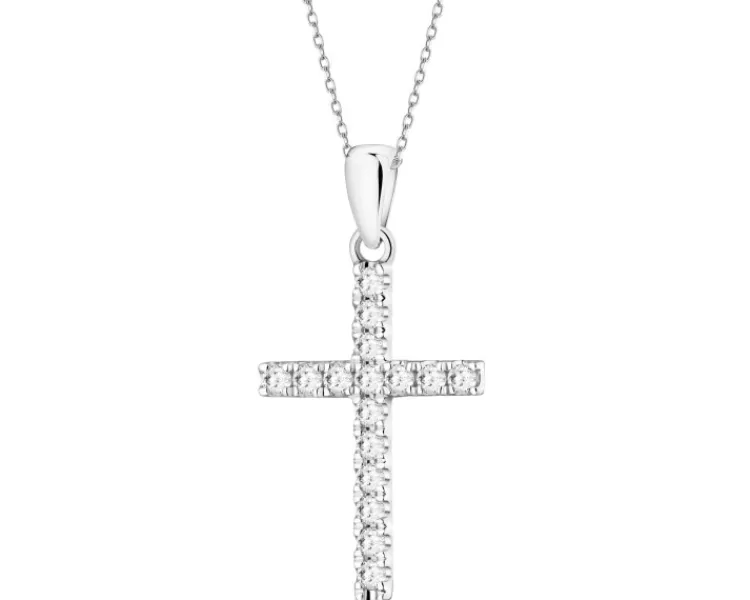 Sale Apart Zawieszka z białego złota z brylantami laboratoryjnymi - krzyż - 0,22 ct - próba 585