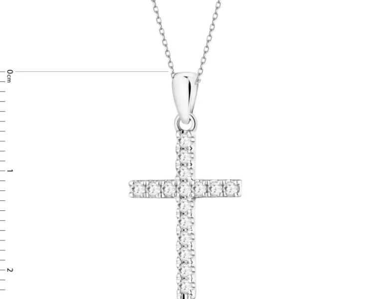 Sale Apart Zawieszka z białego złota z brylantami laboratoryjnymi - krzyż - 0,22 ct - próba 585