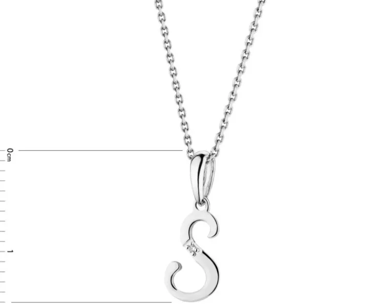 Apart Zawieszka z białego złota z diamentem - litera S - 0,004 ct - próba 585