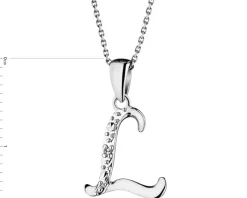 Outlet Apart Zawieszka z białego złota z diamentem - litera L - 0,003 ct - próba 585