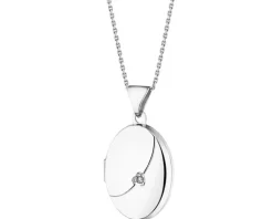 Outlet Apart Zawieszka z białego złota z diamentem - puzderko, serce - 0,005 ct - próba 375