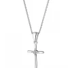 Discount Apart Zawieszka z białego złota z diamentem - krzyż - 0,006 ct - próba 375