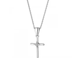 Discount Apart Zawieszka z białego złota z diamentem - krzyż - 0,006 ct - próba 375