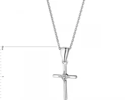 Discount Apart Zawieszka z białego złota z diamentem - krzyż - 0,006 ct - próba 375