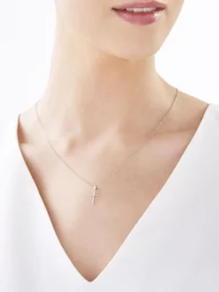 Discount Apart Zawieszka z białego złota z diamentem - krzyż - 0,006 ct - próba 375