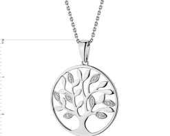 Outlet Apart Zawieszka z białego złota z diamentami - drzewko - 0,01 ct - próba 585