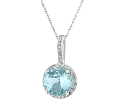 Best Apart Zawieszka z białego złota z diamentami i topazem Sky Blue - próba 585