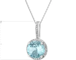 Best Apart Zawieszka z białego złota z diamentami i topazem Sky Blue - próba 585