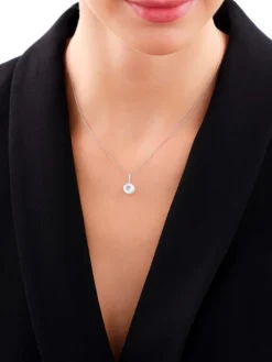 Best Apart Zawieszka z białego złota z diamentami i topazem Sky Blue - próba 585