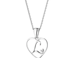 Best Apart Zawieszka z białego złota z diamentem - litera L, serce - 0,005 ct - próba 585