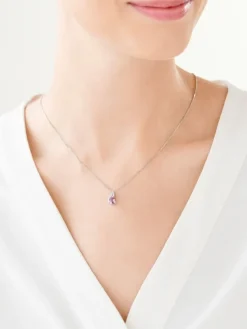 Best Apart Zawieszka z białego złota z diamentem i ametystem - próba 585