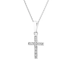 Apart Zawieszka z białego złota z diamentami - krzyż - 0,02 ct - próba 375