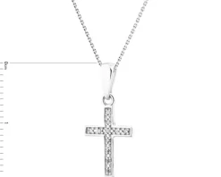 Apart Zawieszka z białego złota z diamentami - krzyż - 0,02 ct - próba 375