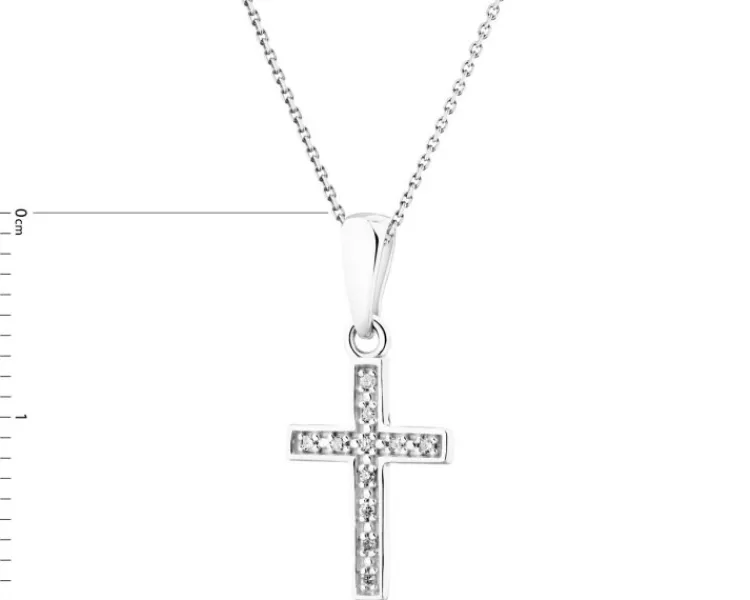 Apart Zawieszka z białego złota z diamentami - krzyż - 0,02 ct - próba 375