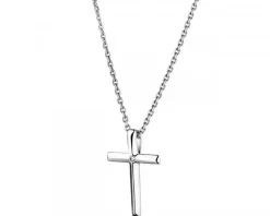 Apart Zawieszka z białego złota z diamentem - krzyż - 0,003 ct - próba 585< Zawieszki