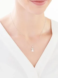 Best Apart Zawieszka z białego złota z diamentem - aniołek - 0,003 ct - próba 375