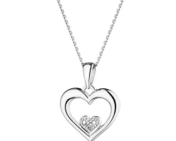 Best Apart Zawieszka z białego złota z diamentem - serce - 0,003 ct - próba 585