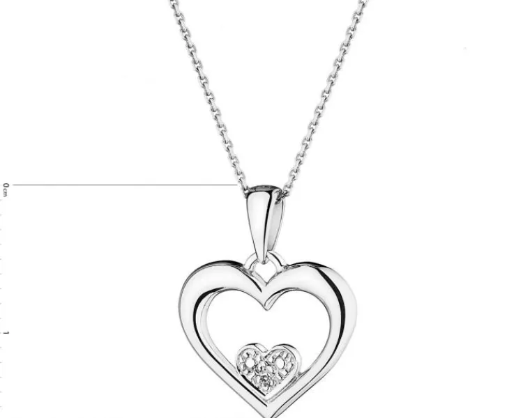 Best Apart Zawieszka z białego złota z diamentem - serce - 0,003 ct - próba 585