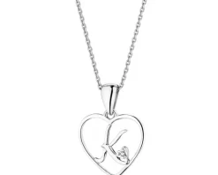 Apart Zawieszka z białego złota z diamentem - litera K, serce - 0,005 ct - próba 585< Zawieszki