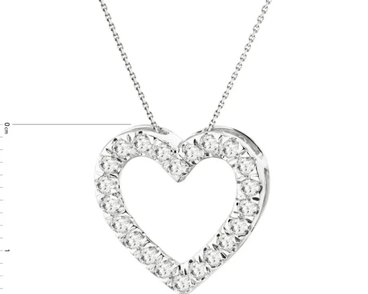 Discount Apart Zawieszka z białego złota z brylantami laboratoryjnymi - serce - 0,33 ct - próba 585