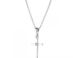 Sale Apart Zawieszka z białego złota z brylantem - krzyż - 0,006 ct - próba 375