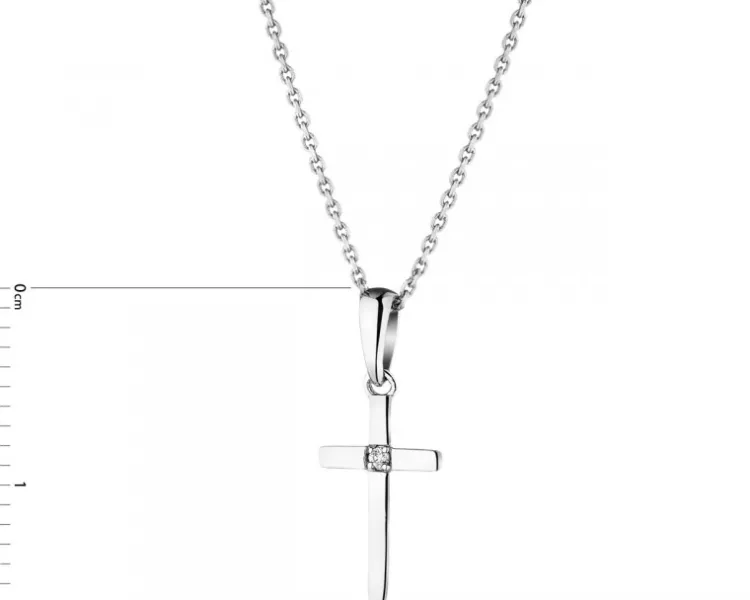 Sale Apart Zawieszka z białego złota z brylantem - krzyż - 0,006 ct - próba 375