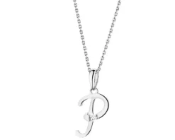Apart Zawieszka z białego złota z diamentem - litera P - 0,004 ct - próba 585< Zawieszki