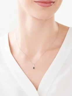 Outlet Apart Zawieszka z białego złota z diamentami i szafirem - próba 375