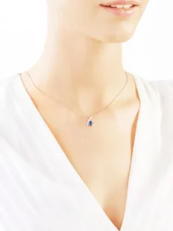 New Apart Zawieszka z białego złota z diamentem i topazem London Blue - próba 375