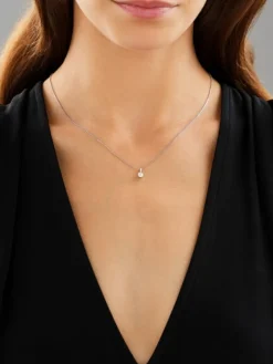 Clearance Apart Zawieszka z białego złota z brylantem laboratoryjnym - 0,25 ct - próba 585