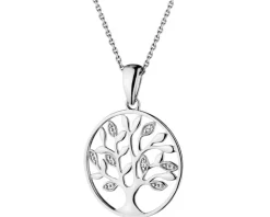 Outlet Apart Zawieszka z białego złota z diamentami - drzewko - 0,01 ct - próba 375