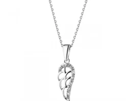 Outlet Apart Zawieszka z białego złota z diamentami - skrzydło - 0,01 ct - próba 375