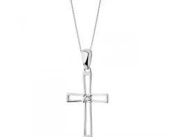 Online Apart Zawieszka z białego złota z diamentem - krzyż - 0,002 ct - próba 375
