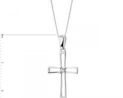 Online Apart Zawieszka z białego złota z diamentem - krzyż - 0,002 ct - próba 375
