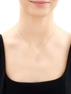 Online Apart Zawieszka z białego złota z diamentem - krzyż - 0,002 ct - próba 375