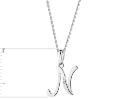 Discount Apart Zawieszka z białego złota z diamentem - litera N - 0,004 ct - próba 585