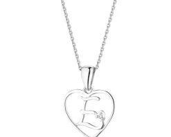 New Apart Zawieszka z białego złota z diamentem - litera E, serce - 0,005 ct - próba 585