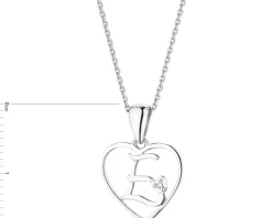 New Apart Zawieszka z białego złota z diamentem - litera E, serce - 0,005 ct - próba 585