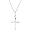 Apart Zawieszka z białego złota z diamentem - krzyż - 0,005 ct - próba 585< Zawieszki