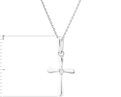 Apart Zawieszka z białego złota z diamentem - krzyż - 0,005 ct - próba 585< Zawieszki