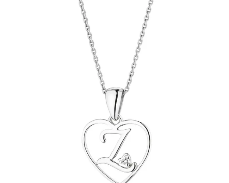 Apart Zawieszka z białego złota z diamentem - litera Z, serce - 0,005 ct - próba 585