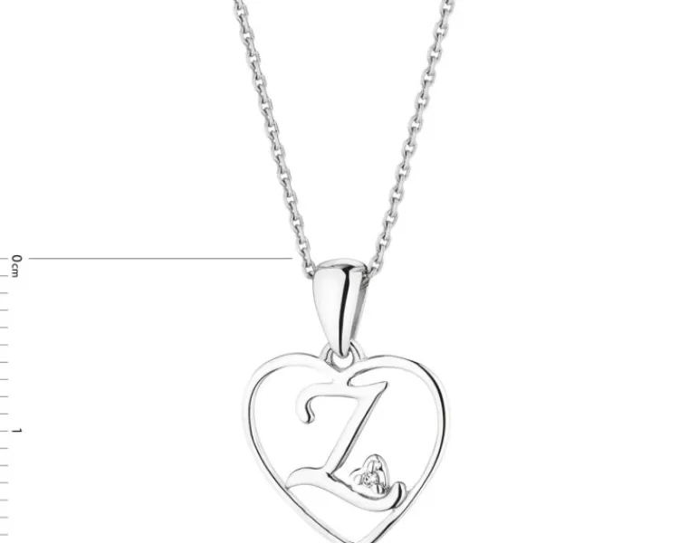 Apart Zawieszka z białego złota z diamentem - litera Z, serce - 0,005 ct - próba 585