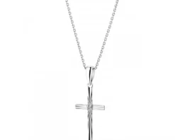 Apart Zawieszka z białego złota z diamentem - krzyż - 0,005 ct - próba 585< Zawieszki